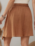 High Waist Tassel Tie A Line Skirt