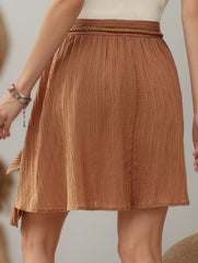High Waist Tassel Tie A Line Skirt