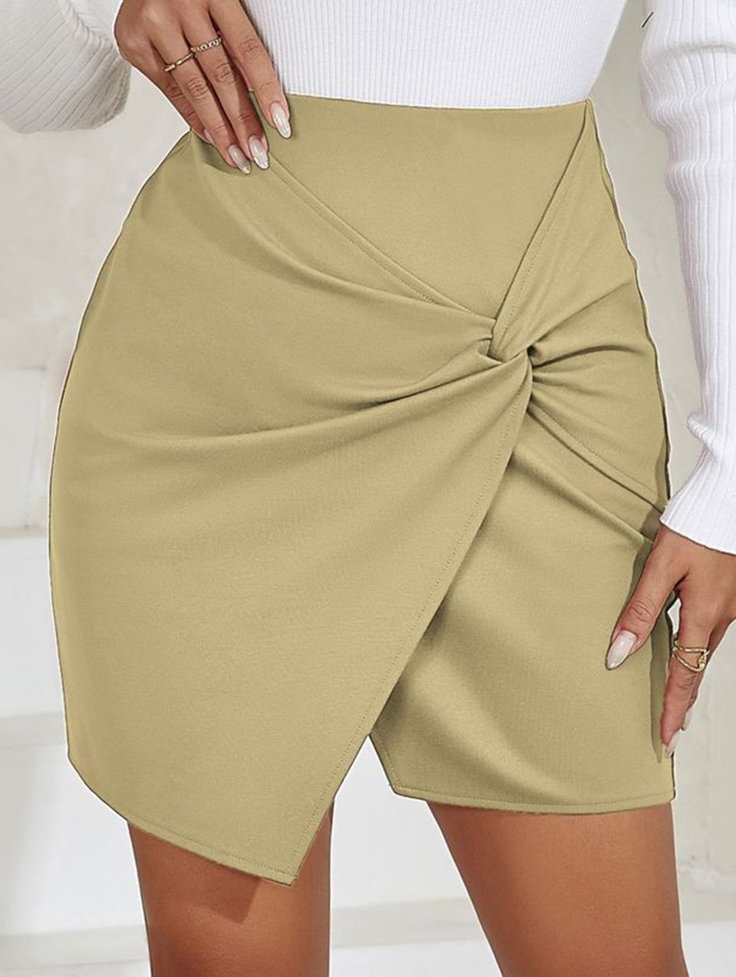 Ruched High Waist Bodycon Mini Skirt
