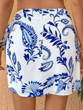 Print Bow Tie Flowy Mini Skirt