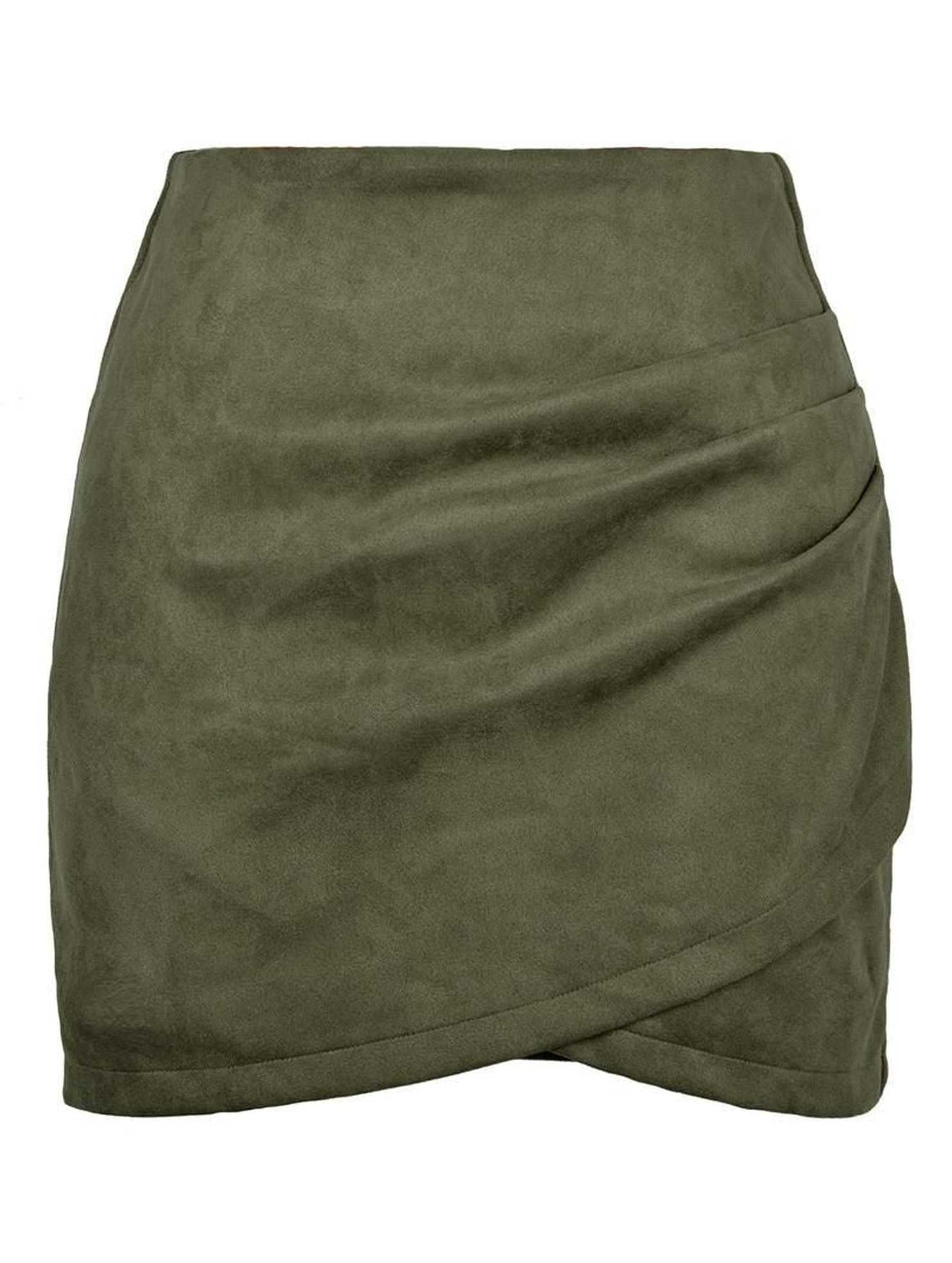 WOMEN HIGH WAIST WRAP MINI SKIRT - Doublju