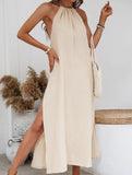 Backless Halter Vacation Maxi Dress