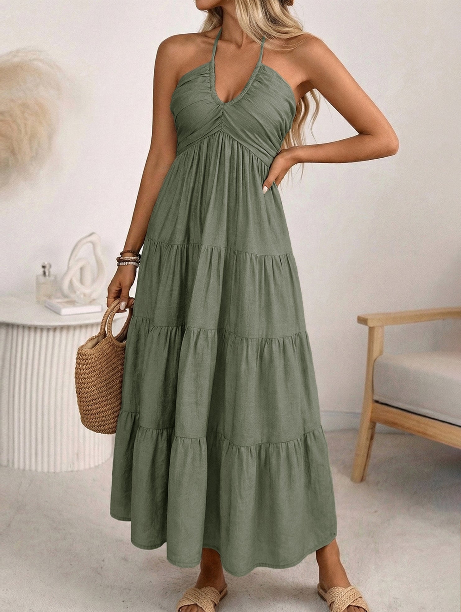 Halter Tiered Maxi Dress