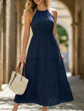 Halter Backless Waist Maxi Dress