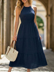 Halter Backless Waist Maxi Dress
