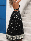 Printed Halter Flowy Maxi Dress