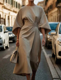 Casual solid color waist dress