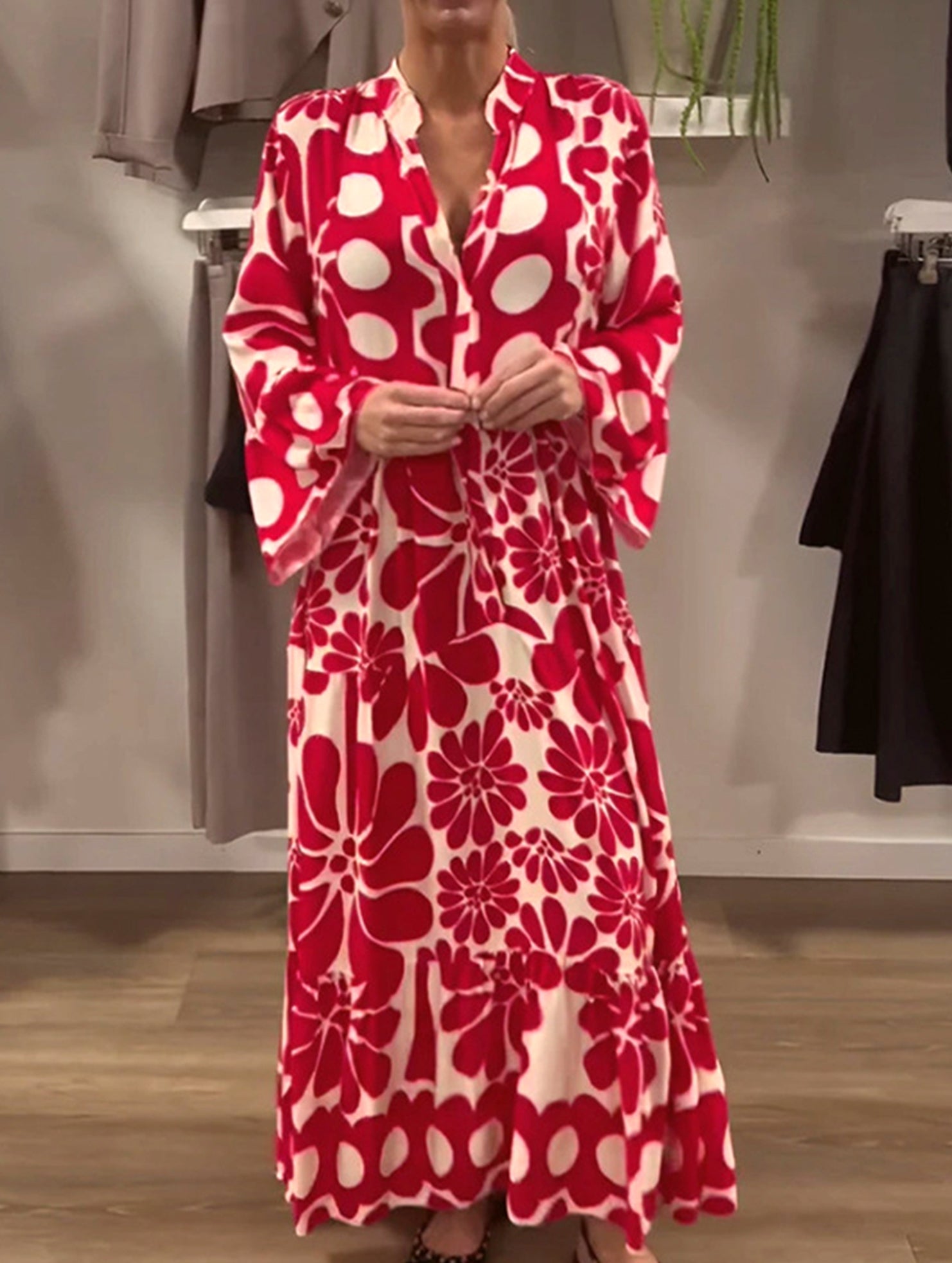 Casual Bohemian Print Shirt Dress