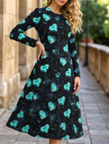 Casual new round neck heart dress