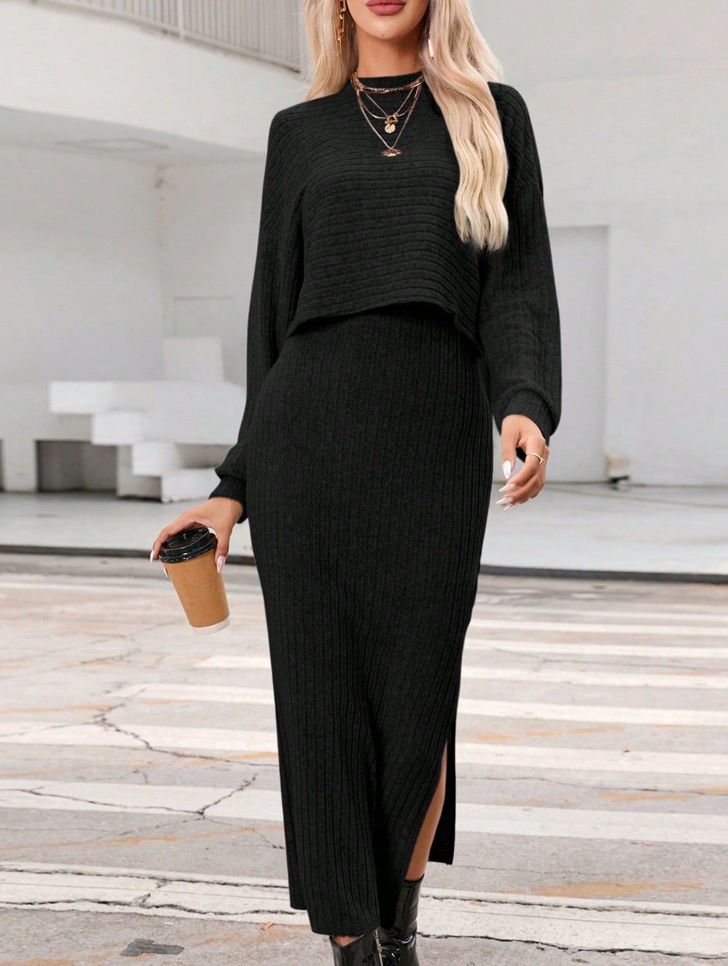 Fashion vest skirt + loose T-shirt set