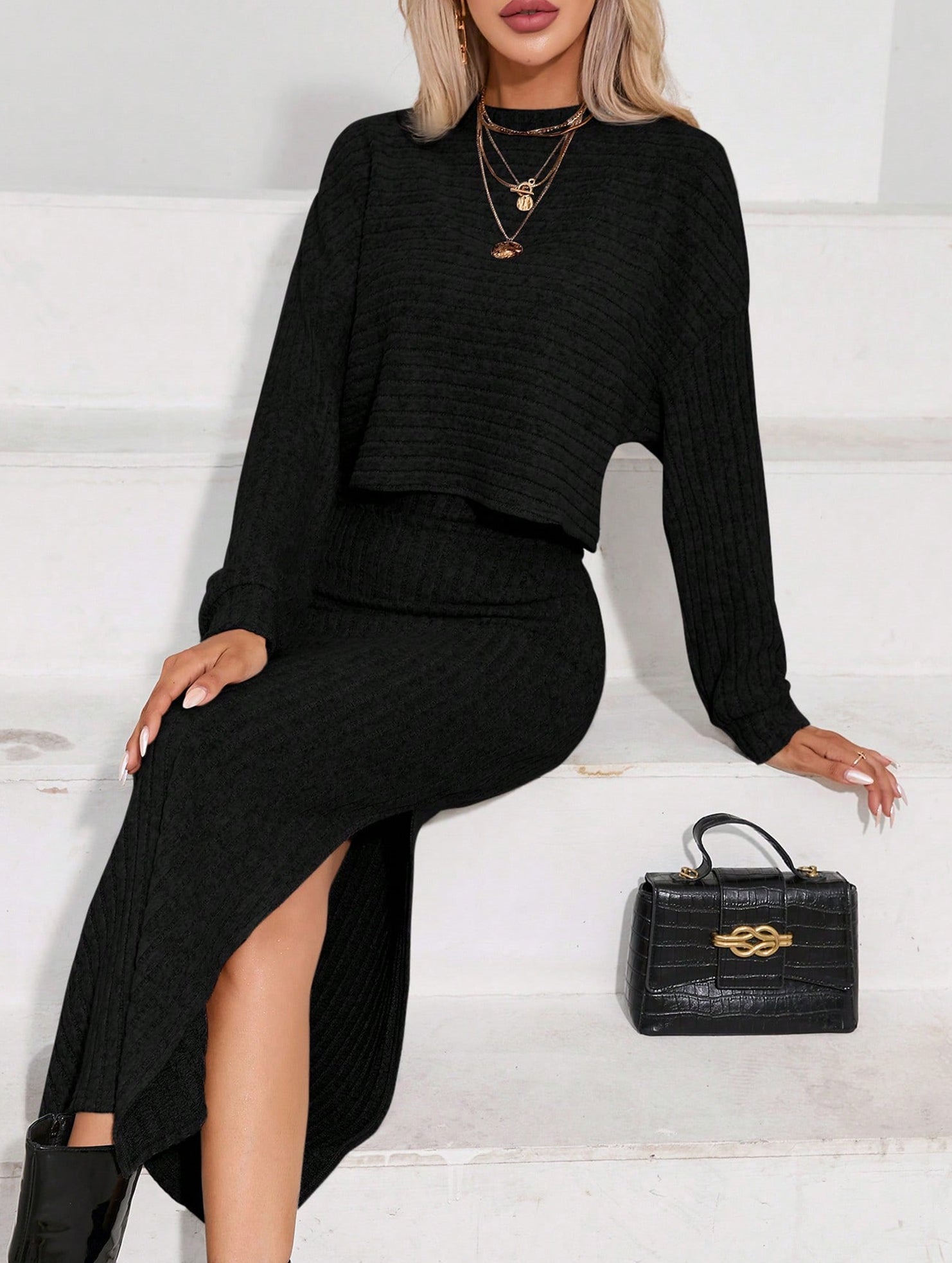 Fashion vest skirt + loose T-shirt set