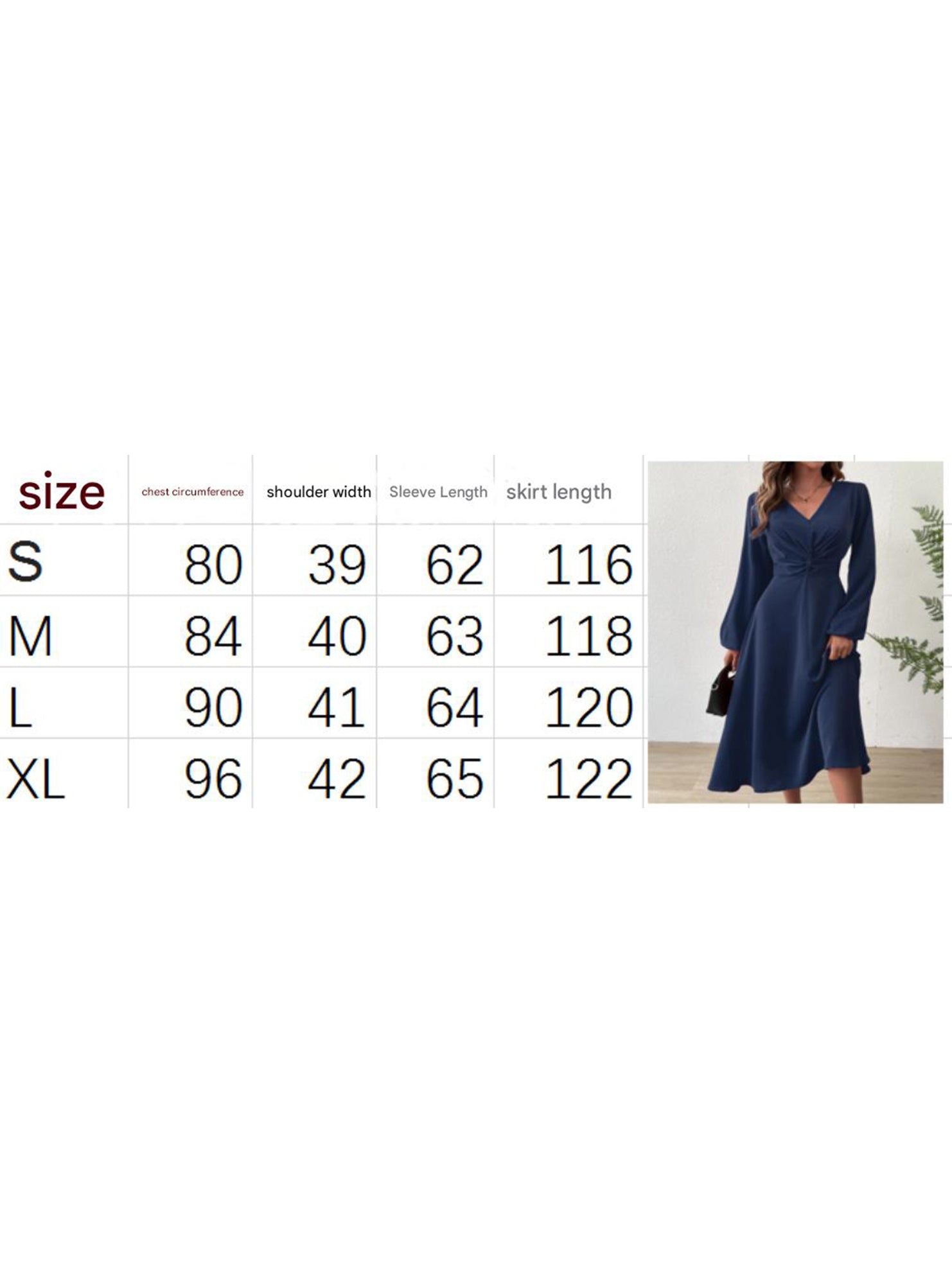 Fashionable V-neck lantern long-sleeved dress