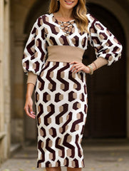 Waist-hugging V-neck dress