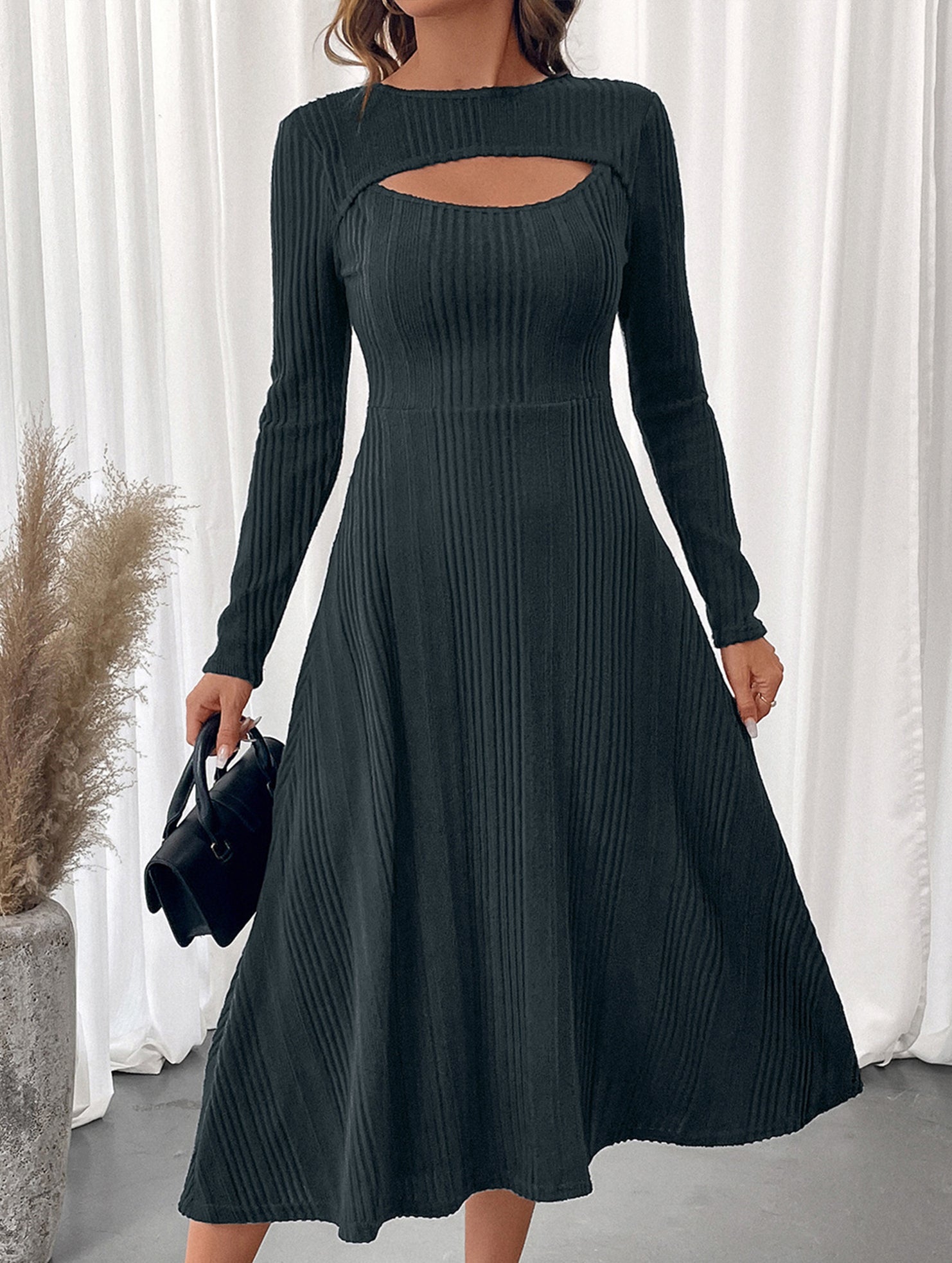 Casual hot girl hollow texture slim dress