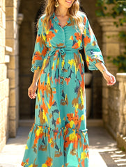 Lapel single-breasted dress