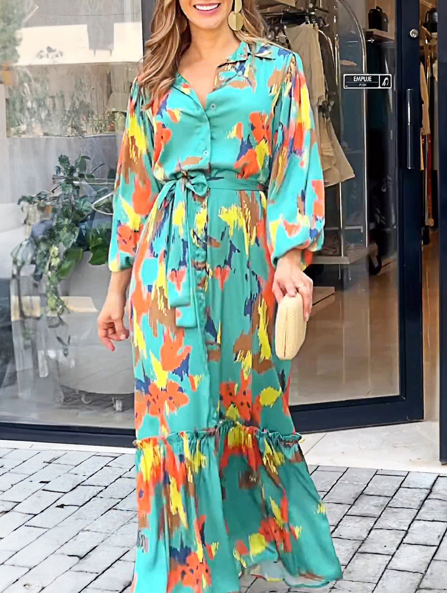 Lapel single-breasted dress