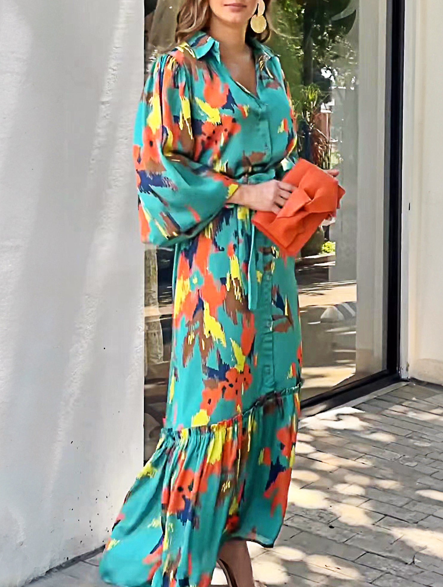 Lapel single-breasted dress