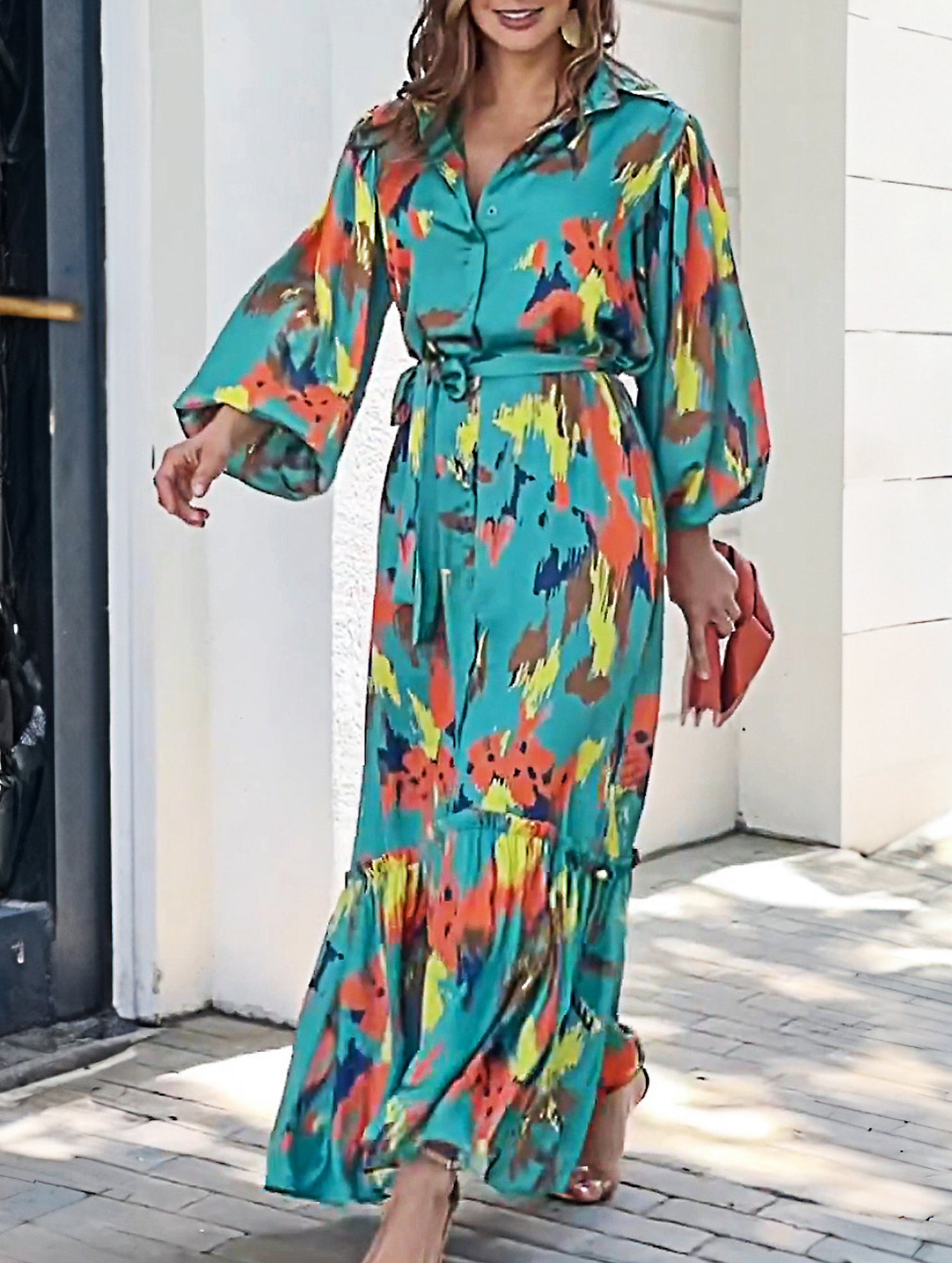 Lapel single-breasted dress