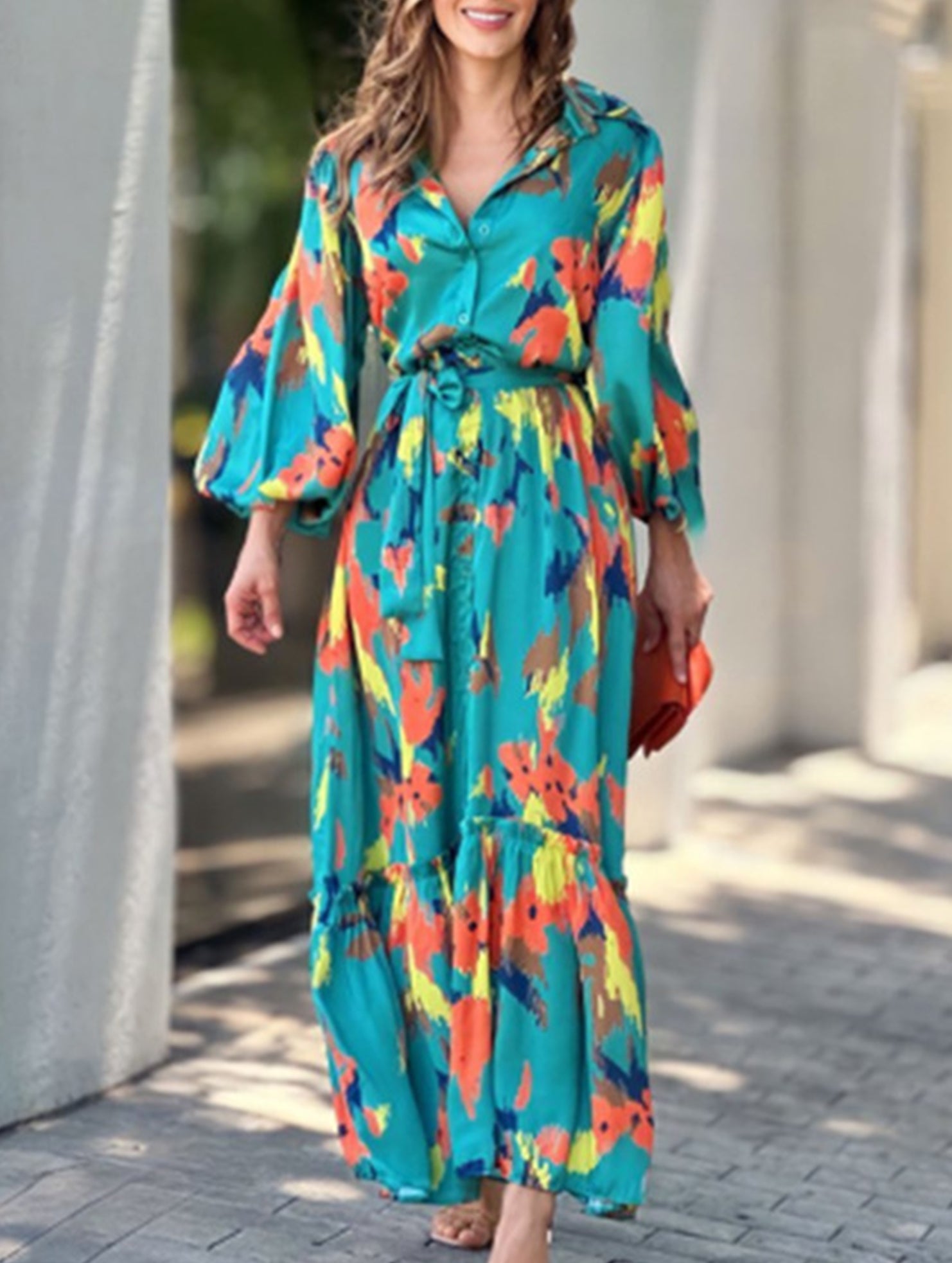 Lapel single-breasted dress