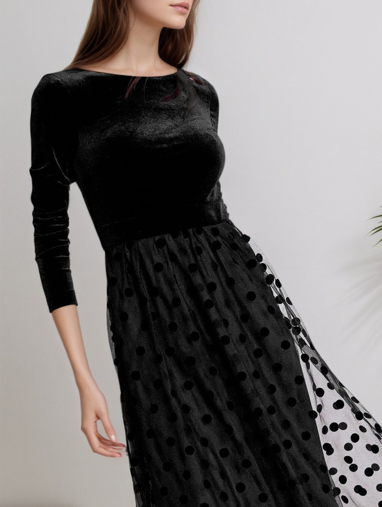 Retro slim-fitting mesh dress