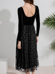 Retro slim-fitting mesh dress