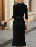 Elegant mid-waist commuter dress with waist