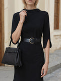 Elegant mid-waist commuter dress with waist