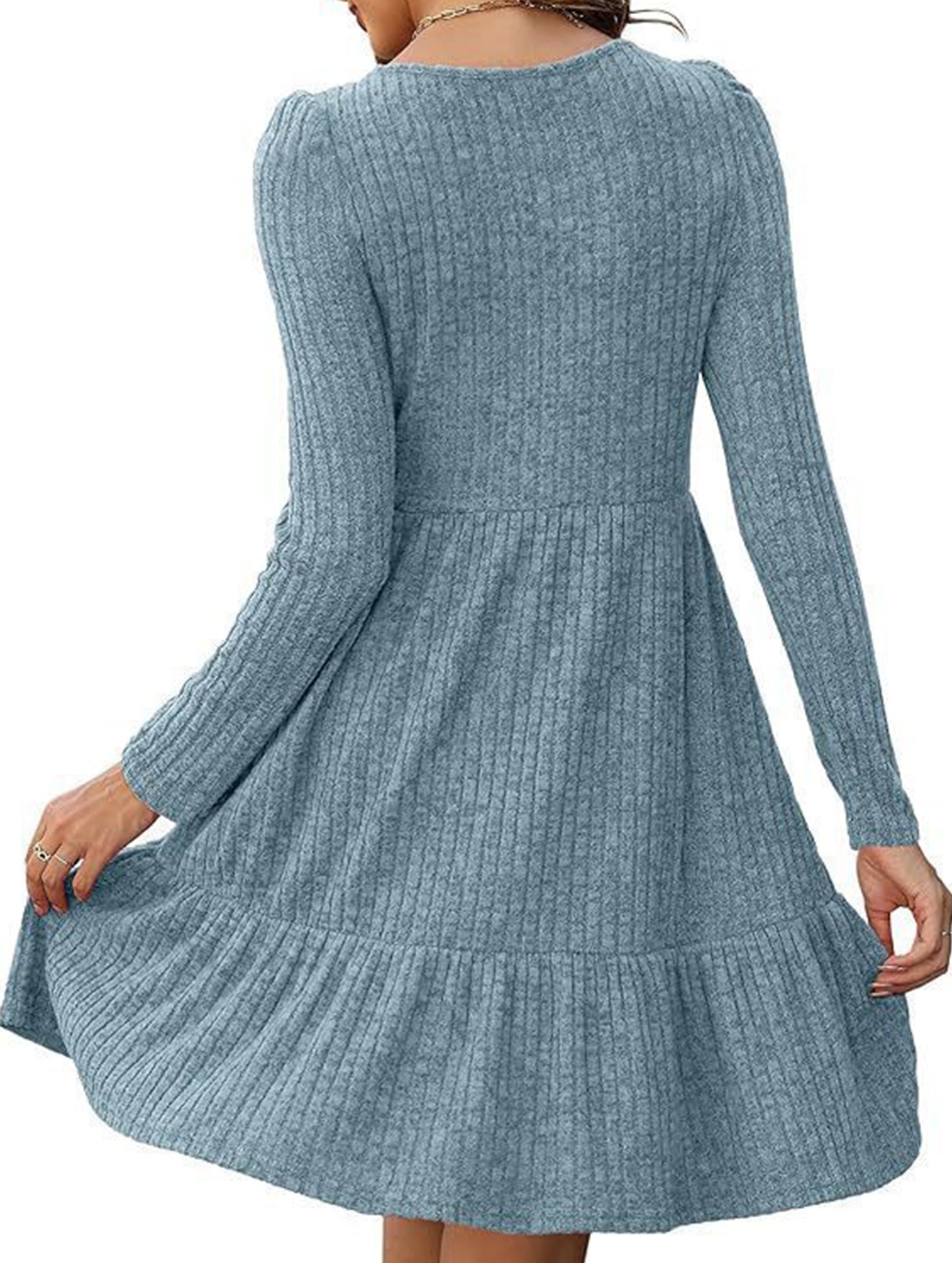 Vintage Striped Crew Neck Knit Sweater Dress