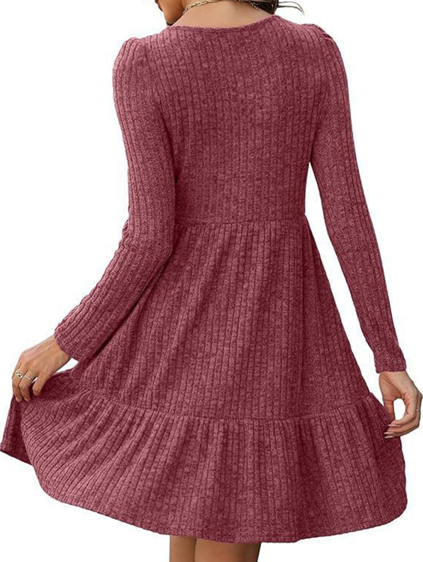 Vintage Striped Crew Neck Knit Sweater Dress