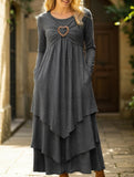 Solid color waist heart casual dress