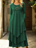 Solid color waist heart casual dress