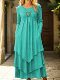Solid color waist heart casual dress