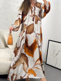 Casual loose V-neck printed dress