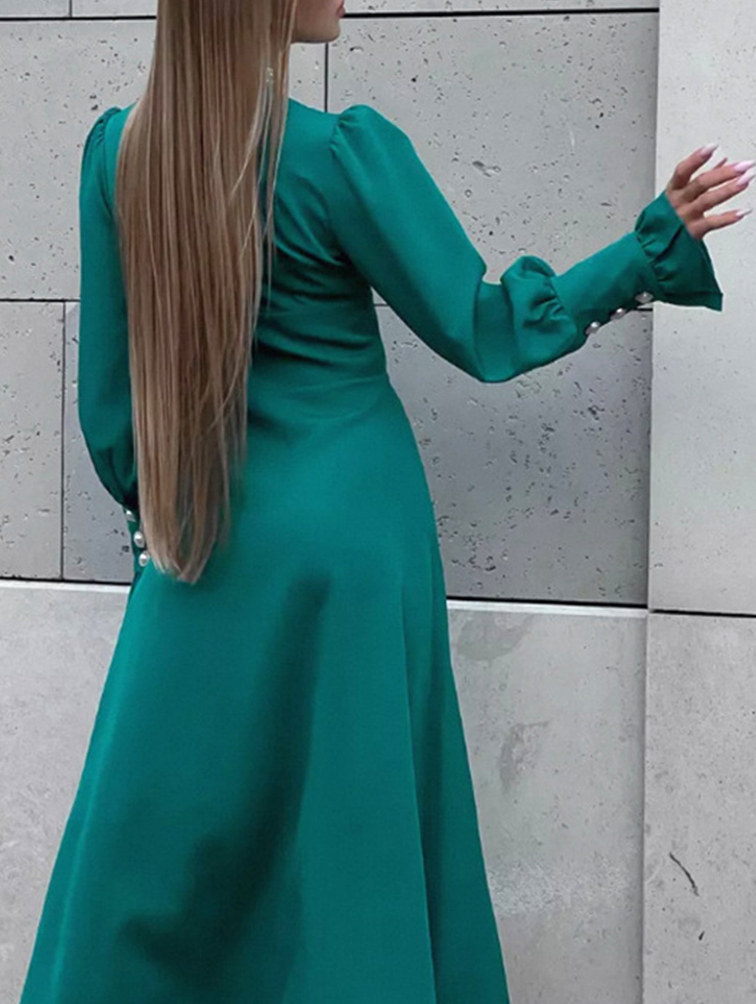 Casual V-neck slim A-line skirt