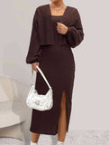Fashionable knitted cable-knitted dress