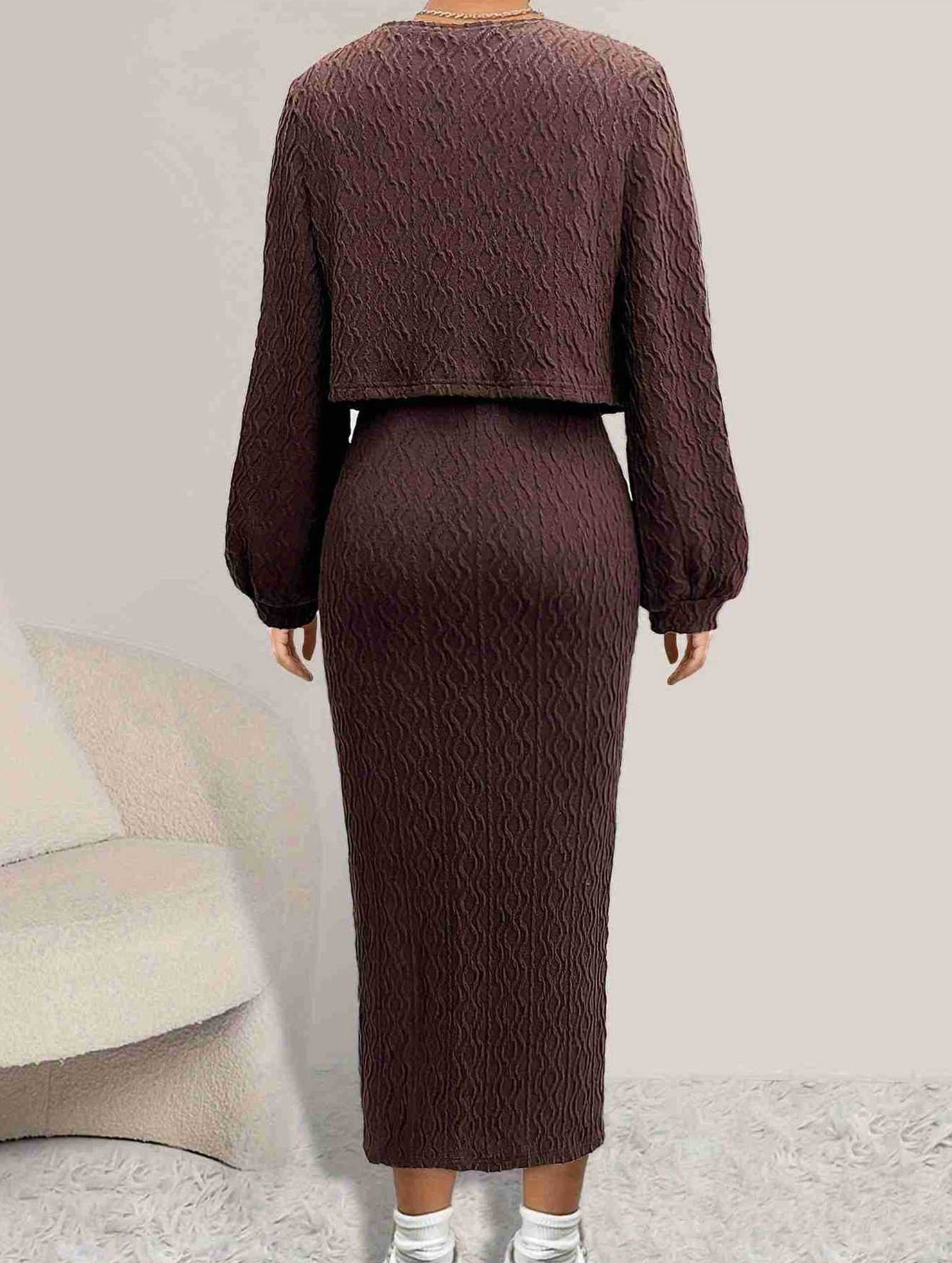 Fashionable knitted cable-knitted dress