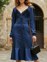 V-neck open back slim dress