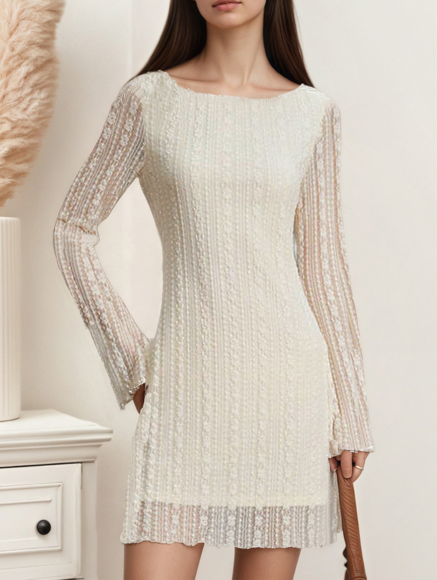 Lace long-sleeved sexy hollow dress