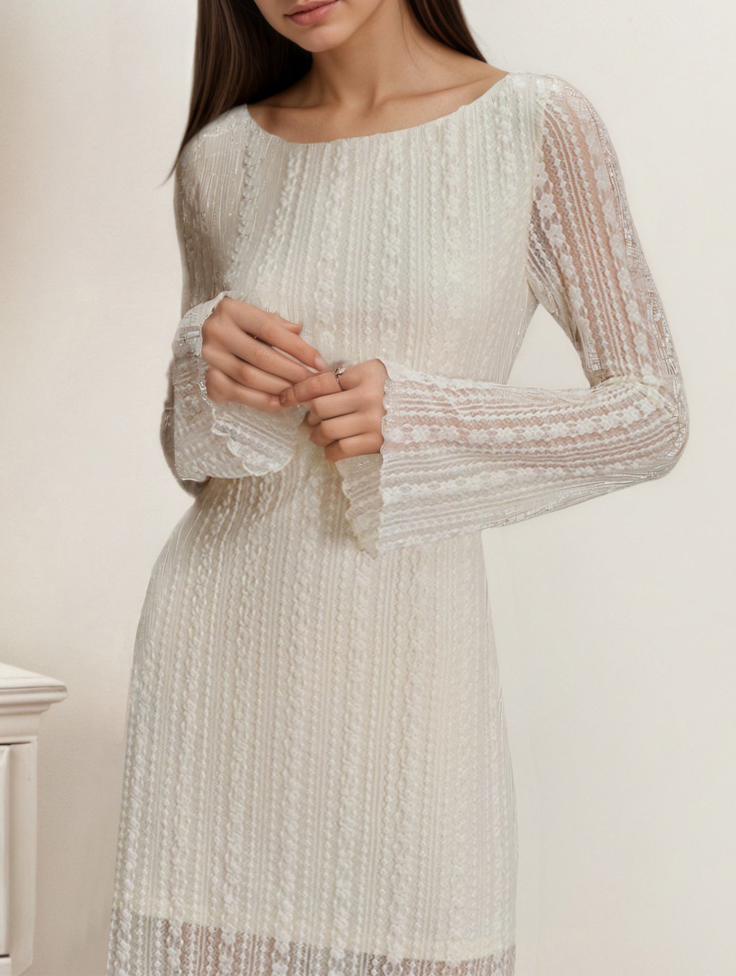 Lace long-sleeved sexy hollow dress