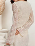 Lace long-sleeved sexy hollow dress