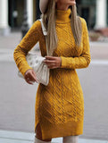 Warm high-neck slim-fit long dress