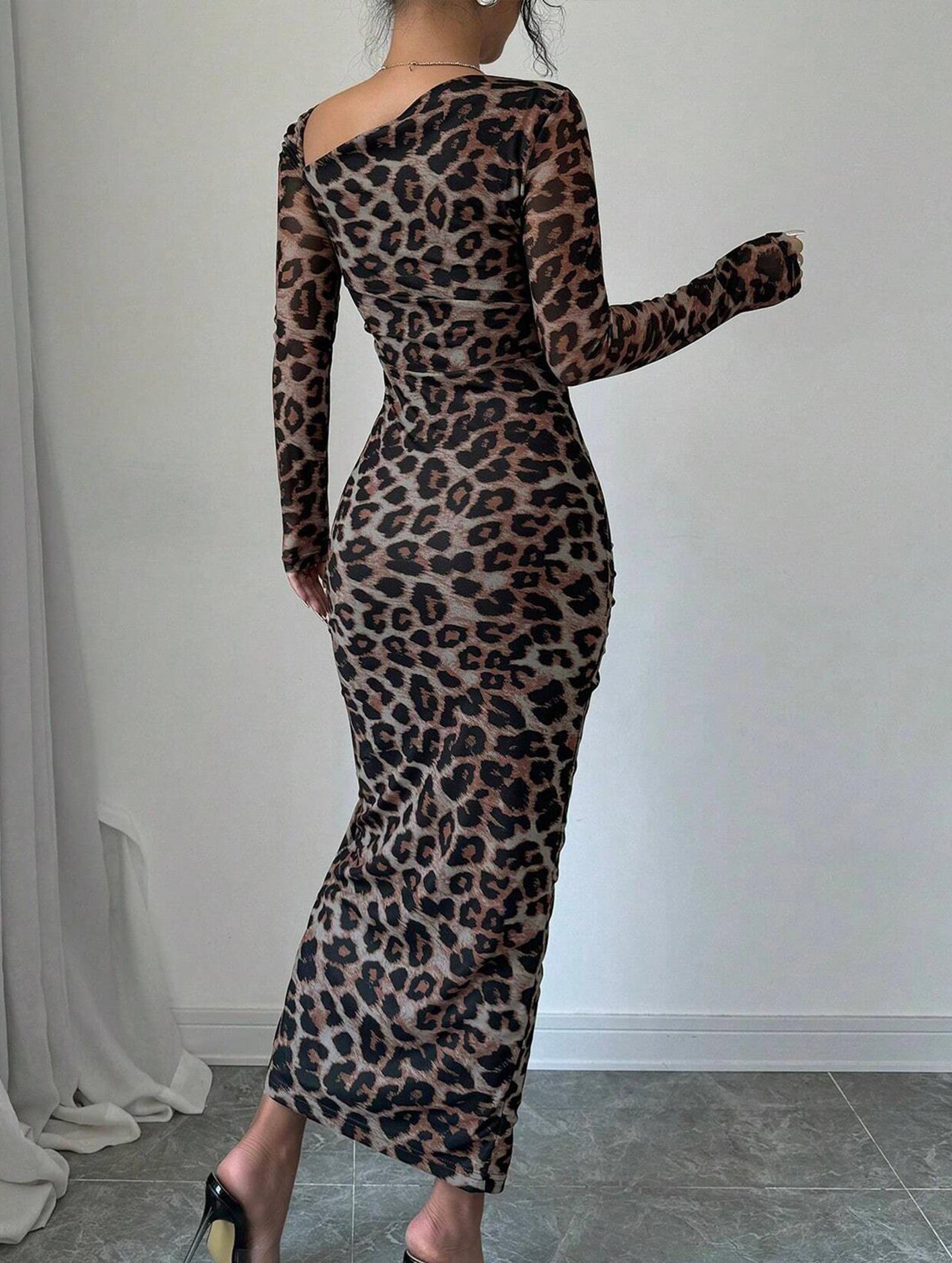 Retro leopard print bodycon dress
