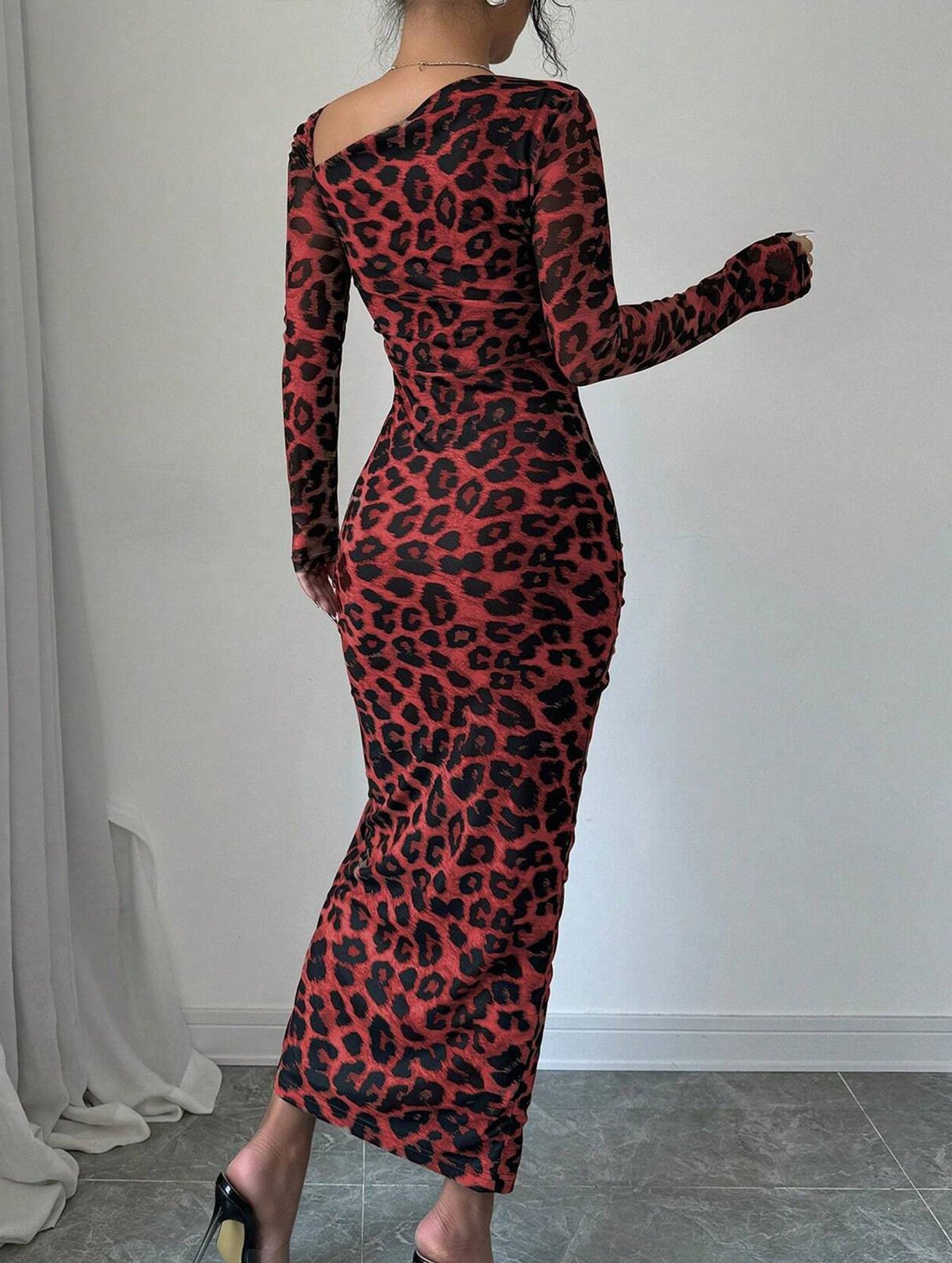 Retro leopard print bodycon dress