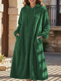 Loose-fitting hooded long-sleeved dress