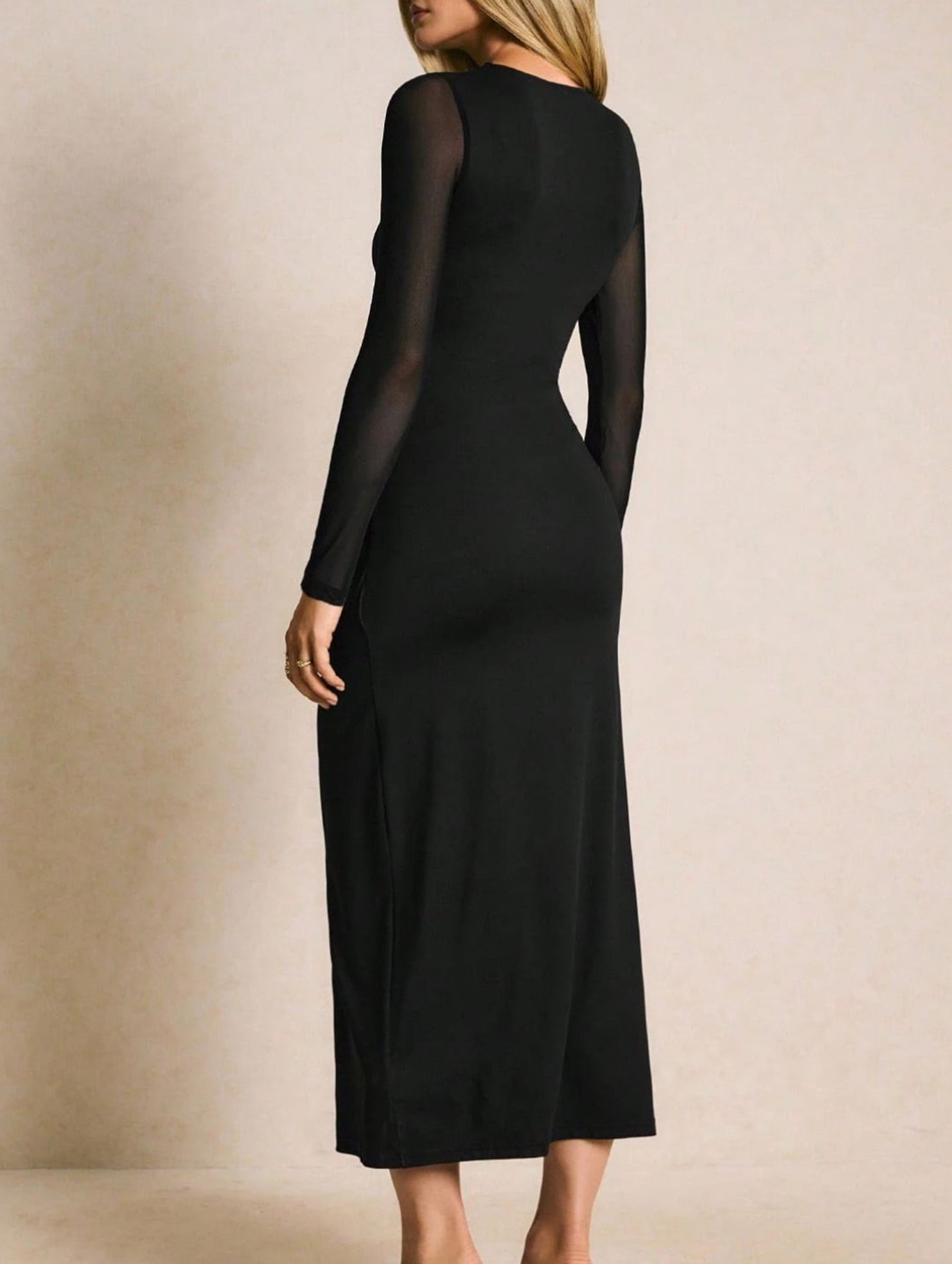 Fashionable patchwork mesh and metal buckle dress