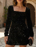 ELEGANT SEQUINED LITTLE BLACK DRESS
