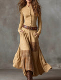Mori-style patchwork long dress