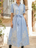 Pastoral style openwork embroidered dress