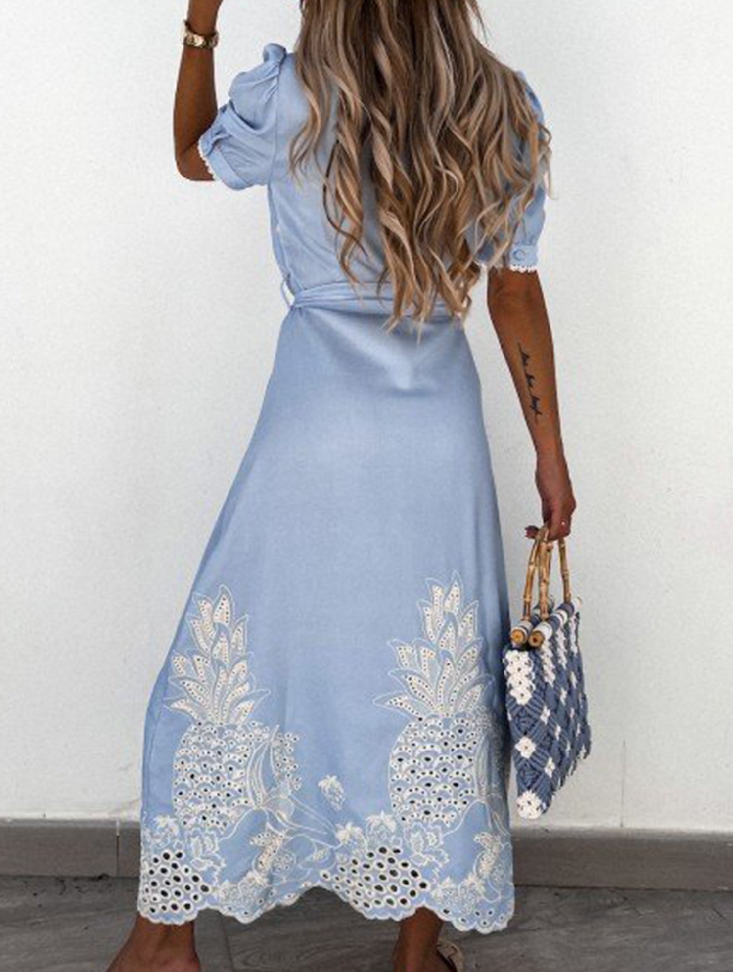 Pastoral style openwork embroidered dress