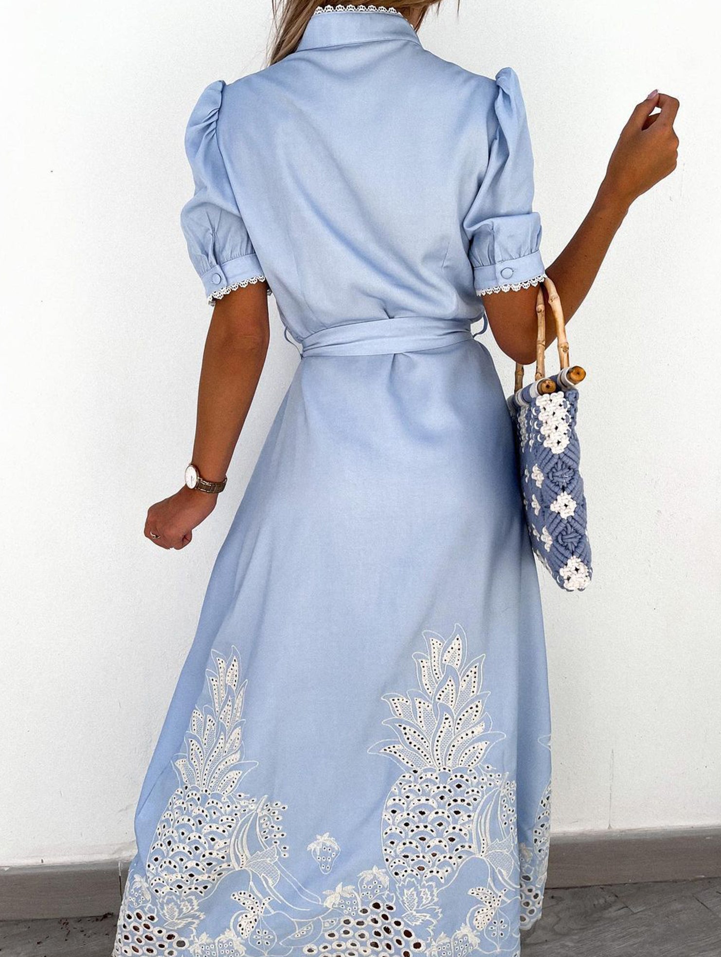Pastoral style openwork embroidered dress